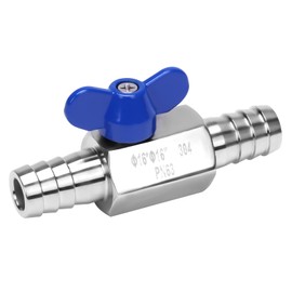 DERNORD 5/8" Hose Barb Ball Valve SS304 Mini Shut Off Ball Valve for Water Gas Fuel Drip Irrigation and Aquariums (Pack of 1)