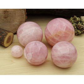 Reikiera Rose Quartz Stone Ball Natural Gemstone Sphere Reiki Crystal Healing With Ring Stand- Choose Size