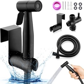 LIHYL Bidet Pulverizador,Acero Inoxidable Pulverizador para bidé de mano con Manguera de 150cm,Bidé para Inodoro de Acero Inoxidable para Limpieza de Inodoros, Higiene Personal (Negro Mate)