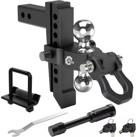 AUH Adjustable Trailer Hitch 8" Drop 2" Receiver Alloy Steel Hitch with Shackle