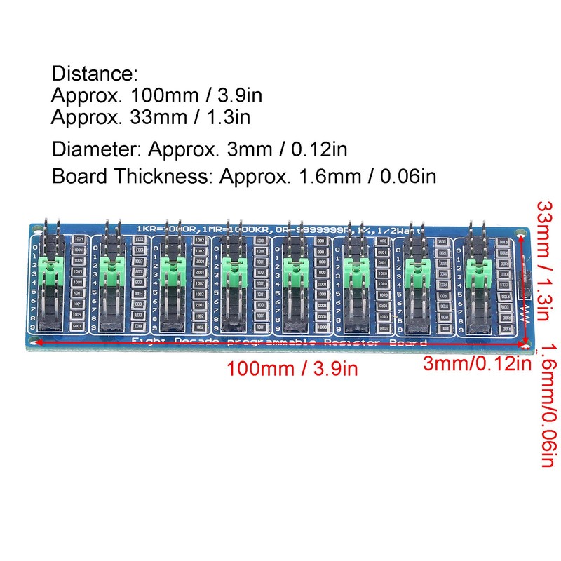 0.1R-9999999R Seven Decades Programmable Resistor Board Adjustable Resistance Sliding Resistance