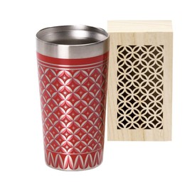 J-kitchens Stainless Steel Vacuum Double Layer Tumbler Red in Wooden Box 11.8 fl oz (350 ml)