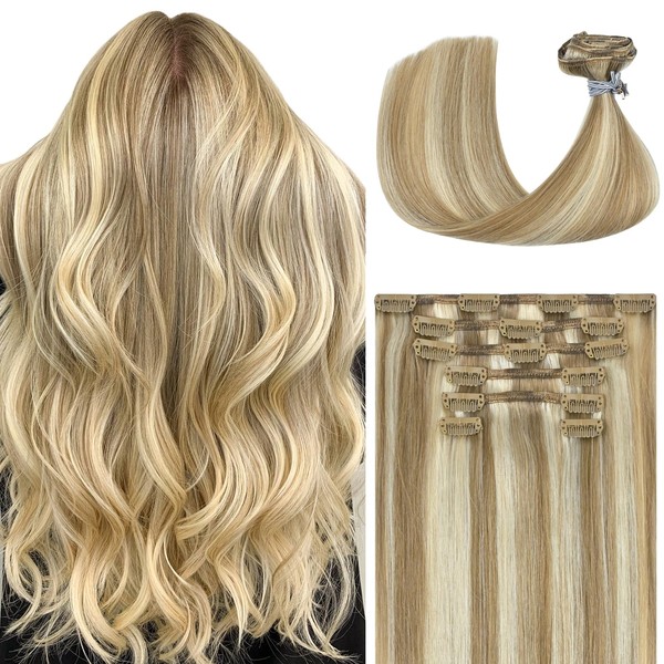 WindTouch Clip in Hair Extensions Human Hair, 22 Inch 70g