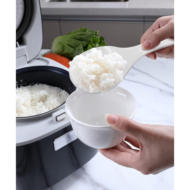 Cionyce 2PCS Plastic Rice Paddle Spoon Rice Scoop, Non-Stick Rice