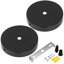 UVKDEENK 2 Packs Light Canopy Kit, Chandelier Ceiling Light Fixture Cover Plate, Ceiling Light Kit with All Mounting Hardware for Pendant Lighting Fixtures (Black, 12cm)