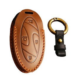 KUNIO Key Fob Cover fit for Hyundai Ioniq 6 Grandeur GN7 Kona 2023 Car Key Case Leather Key Fob Keychain Key Cover Key Case Keyring 5 Buttons Brown