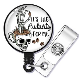 GEYGIE It's The Audacity for Me Badge Reel Retractable with Alligator Clip, Funny Skeleton ID Badge Holder Gift for Nurse Doctor Radiology X-Ray Orthopedics Office Worker Boss Colleague