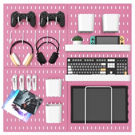 MULSAME Pegboard Combination Kit, 25.2" x 25.2" Wall Mounted Storage Set with 4 Pegboards & 20 Accessories Hanging, Peg Boards Organizer