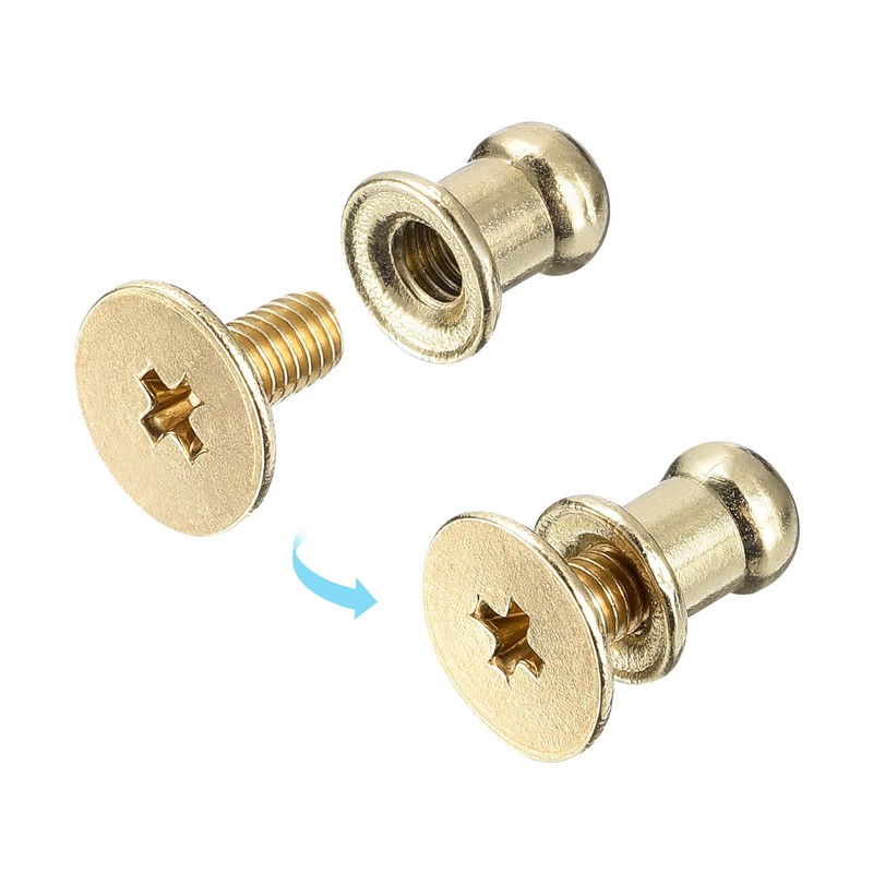 uxcell 5mm Ball Head Stud Rivets Screw Back, 15Pack Round