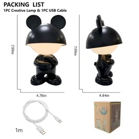 ShonlPin Reading Light | Mini Desk Lamp | Table Lamps for Night Stands LED Cool and Cute Shape 3 Level Dimmable Touch Light with Recharge Battery for Bedroom Living Room Office Ideal Gifts (Black)