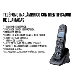CONTROL EXPERT Teléfono Inalámbrico con Pantalla LCD – Identificador de Llamadas, 16 Idiomas, Marcación Rápida, 50 Contactos, 30 Números Entrantes, 10