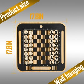 Wahartoly Deluxe Chess Set Pine Chessboard Covered with Exquisite Carved Metal Layers. Equipped with Chess Pieces and Storage Bags, it can be Used for Wall Hanging or Tabletop Purposes