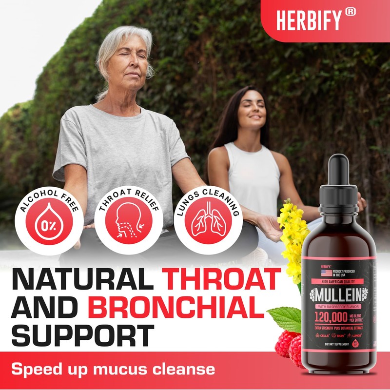 HERBIFY Mullein Drops - Lung Cleanse - Leaf Extract -
