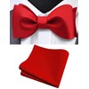 GUSLESON Mens Solid Color Bowties Self Tie Bow Tie Handkerchief