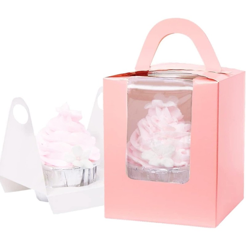 Selecto Bake 6 Pcs Paper Cupcakes Boxes, Portable Single Cupcake