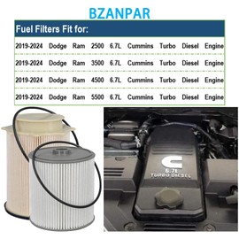 BZANPAR Fuel Filters for Ram 2500 3500 4500 5500 6.7 Cummins Diesel, Fuel Filter for 2019 2020 2021 2022 2023 2024 Dodge Ram 6.7 Diesel, Fuel Filter Water Separator Set Replace 68157291AA 68436631AA