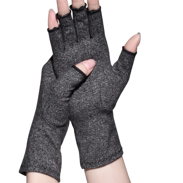 Pnrskter Arthritis Gloves,New Material, Compression for Arthritis Pain Relief Rheumatoid Osteoarthritis and Carpal Tunnel, Premium Compression & Fingerless Gloves (Dark Gray, S)