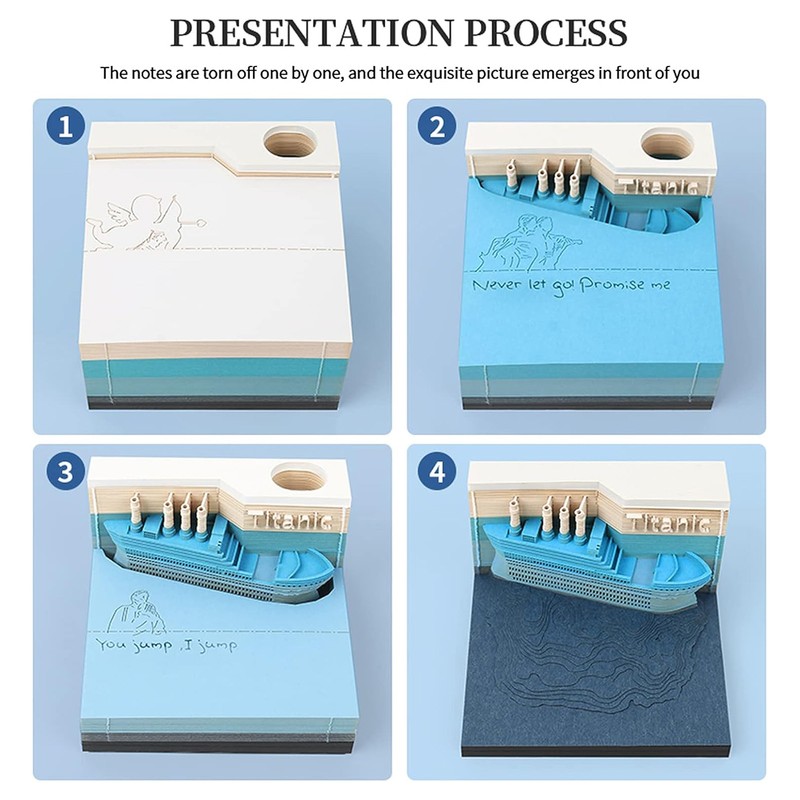 Creative Cruise Ship Sticky Notes Desktop Decoration 3D Hand Tear