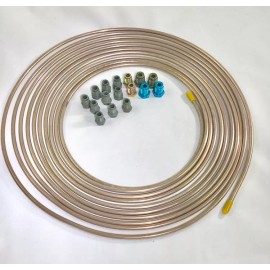 thestopshop 25 ft. Copper Nickel 3/16" Brake Line w/ metric ISO/Bubble Flare fittings