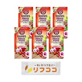 Pompadour Rose Hip & Hibiscus Flower, 1 Box (0.1 oz (3.5 g) x 10 TB x 6 Piece Set, Includes Rifuko Original Hot Towel