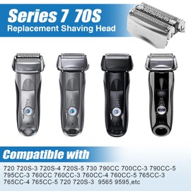Pack of 3 70S Shaving Head Series 7, Electric S7 Razor Head Compatible with Braun Series 7, S7 Shaving Head Replacement Blades Foil Head Accessories for S7 70s 790CC, 720, 750CC, 760CC, etc