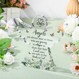 Jetec Sympathy Bereavement Gift Angel Red Cardinal Acrylic Memorial Gift for Loss of Loved One Remember Me Grieving Keepsake for Mom Dad Grandma Friend(Cute Angel)