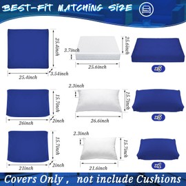 Patelai 11 Pcs Outdoor Cushion Covers Patio Cushion Slipcovers Replacement Splash Proof with Zipper for Outdoor Indoor Furniture, Patio Sofa Couch 3 Sizes, Replacement Covers Only(Dark Blue)