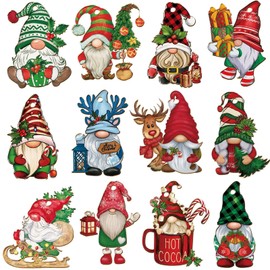 Hiagkmet 24 PCS Christmas Gnome Wooden Hanging Ornaments, Wood Hanging Decor for Christmas Tree Decoration Gnome Santa Doll Wooden Hanging Craft Gnome Elf Party Supplies