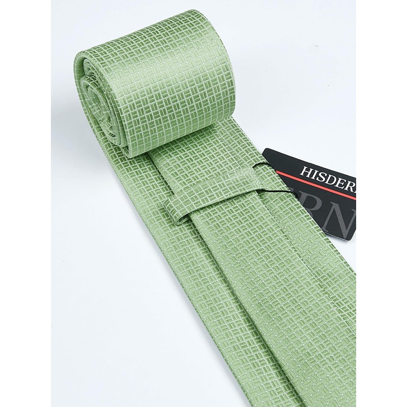 HISDERN Men's Wedding Ties and Pocket Square Solid Tie Cufflinks