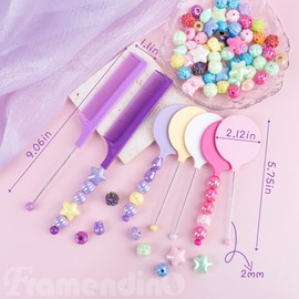 Framendino, 10 Pack Beadable Combs DIY with 10 Pack Mirrors Set Plastic Rat Tail Hand Handle for Crafts Colors