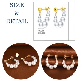 MicLee Womens Girls Gold Pearl Drop Earrings Fashion 925 Sterling Silver 3-6mm Baroque Shell Pearls Hoops Drops Earrings