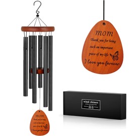 Carillones de viento para mamá, para exteriores, tono profundo, 25 pulgadas, campanilla de viento, regalos de cumpleaños para mamá, de hija, hijo, te amo para siempre