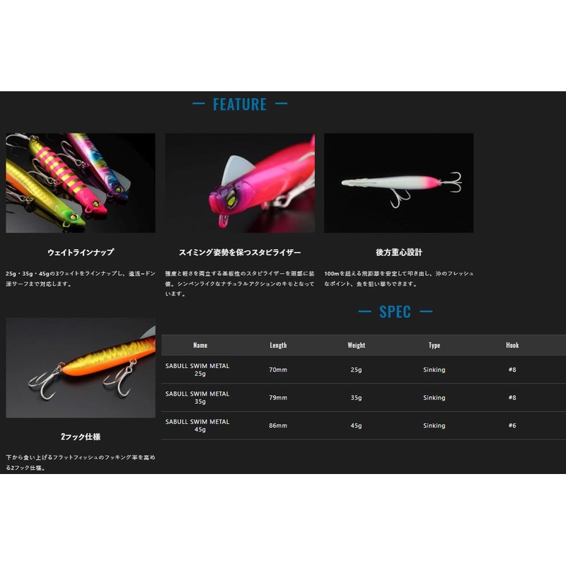 JACKALL(ジャッカル) Sabu Swim Metal 45g Chart Gold