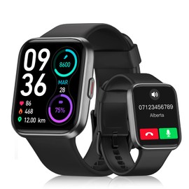 Smartwatch Men Women Phone Function, 1.7 Inch Touchscreen Watch with Alexa Voice Assistant, Whatsapp Message Reminder, Heart Rate Monitor, Sleep Monitor, SpO2 Fitness Watch, 24 Sports Modes IP68 Waterproof Watch