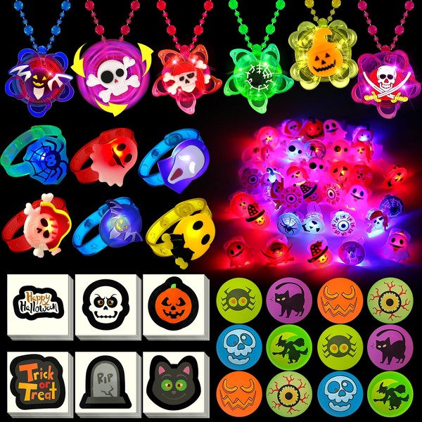 100 PCS Halloween Party Favors for Kids, Halloween Glow in