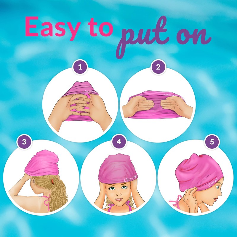 Limmys Long Hair Swim Cap for Women & Men –