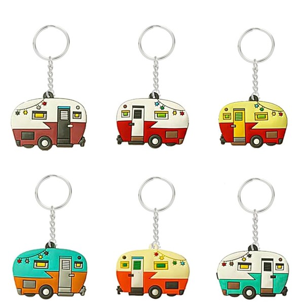 Camper Keychain 6pcs, Key Ring with Campervan Key Decoration Pendant