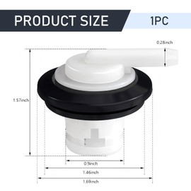 MLY 1 PC Automotive Fuel Tank Vent Plug, Durable Fuel Tank Vent Valve and Gasket Kit, Vent Hole Plug W-004, Compatible with Ford 1980-1996 F150 F250, 1980-1997 F350 (Black & White)