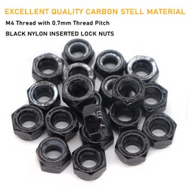 binifiMux 50Pcs Black M4 X 0.7MM Nylon Lock Nuts Inserted Hex Self Clinching Lock Nuts