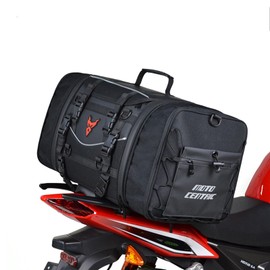 Vechkom Motorcycle Tail Bag Waterproof 40L Motorcycle Travel Luggage Expandable motorcycle tail bag 60L Motorbike Seat Bag Black