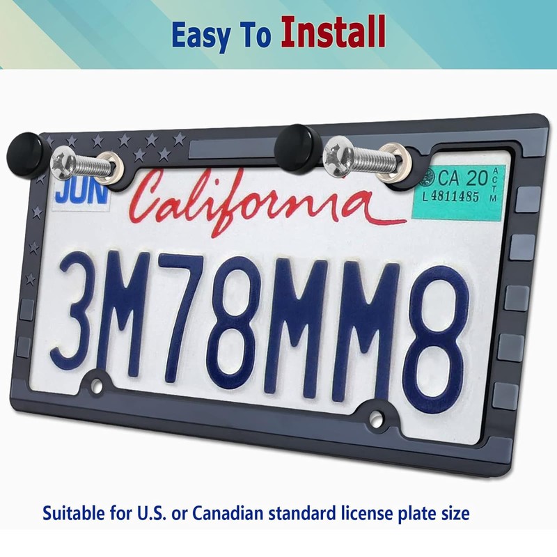 BGGTMO American Flag License Plate Frames- Patriotic USA Stars and