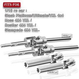 4PCS Stainless Steel Drive Shaft CVD Upgrades Part for 1/10 Stampede VXL 4X4,Rustler VXL 4X4,Slash VXL 4X4 Platinum Ultimate,Hoss VXL 4X4 4WD,ARRCat Front Rear #45 Drive Shaft with Hex,Blue