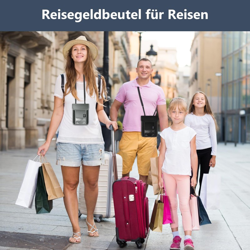 Likesing Chest Pocket Travel Purse, black, Modern