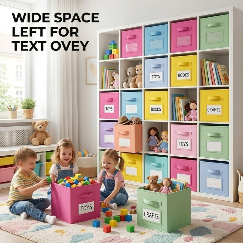 11 Inch Cube Storage Bin with Label Window, 8 Pack