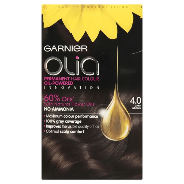 3 x Garnier Olia permanent hair colour 4.0 dark brown