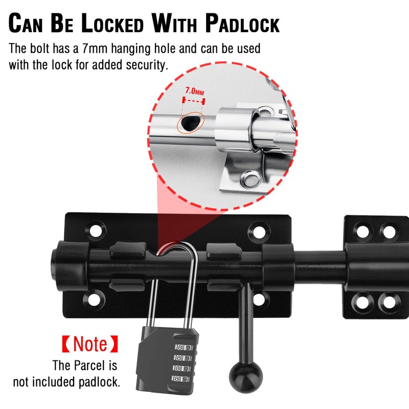 Slide Bolt Gate Latch, 6.3 Inch Heavy Duty Solid Stainless