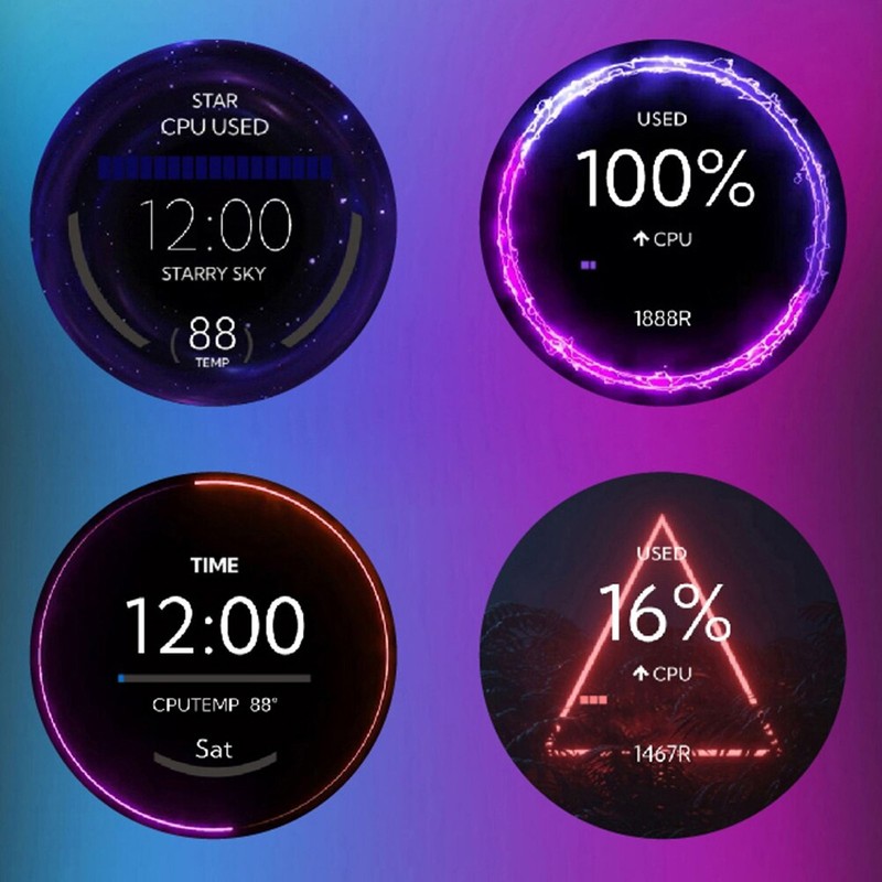 Computer Temp Monitor 2.8in Round LCD HD Micro USB Dimmable