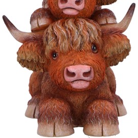Nemesis Now Highland Totem Highland 3 Cows Figurine, Resin, Brown, Cast in the Finest Resin, Expertly Hand-Painted