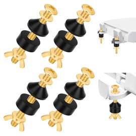 SelfTek - 4 tornillos universales para asiento de inodoro, kit de repuesto de tornillos de asiento de inodoro de metal, arandelas de goma antideslizantes, accesorios para asiento de inodoro para