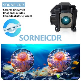 SORNEICDR Replacement Projector Lamp Compatible with Epson ELPLP54/V13H010L54 ELPLP58 ELPLP56 ELPLP55 EH-TW450 EB-S7 S8 S9 S10 S72 S82 S92 X7 X8e X8 X9 X10 X7 2 X92 XW7 W8 W9 W10 W8D EH-DM3 Home